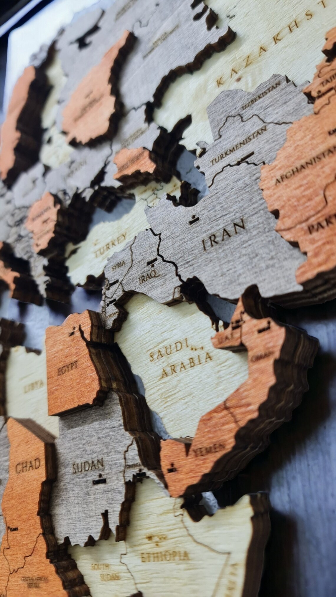 Wood World Map Wall Art Natural and Gray Wood Wall Decorwood Etsy Canada