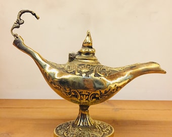 Handmade Brass Aladdin Lamp: Vintage Genie Lamp Office Decor