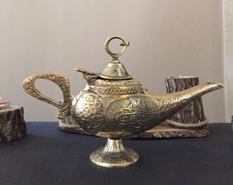 Handmade Brass Aladdin Lamp: Vintage Genie Lamp, Home Decor