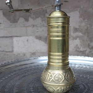 Brass Manual Coffee Grinder: Turkish Spice Mill, Kitchen Decor