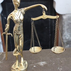 Gold Color Scales of Justice Statue: Lawyer Gift, Home Office Decor