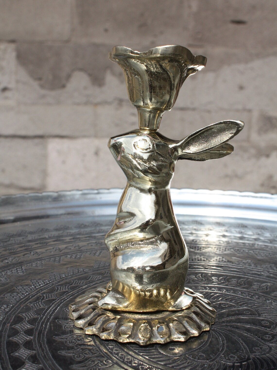 Rabbit Rabbit Candle Holder Christmas Gift Vintage Cast Etsy