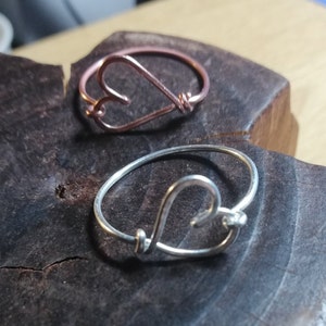 Dainty Heart Ring, Silver Ring, Copper Ring, Wire Ring, gift for her