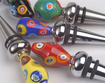 Murano Glass Bottle Stopper crafted on the Italian Island of Murano - 5 Color Choices.