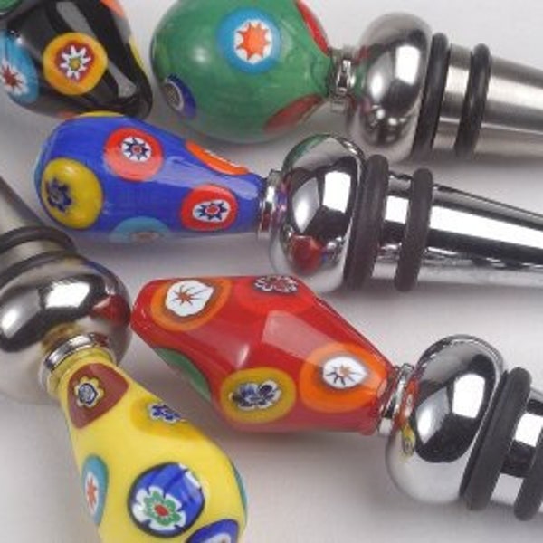 Murano Glass Bottle Stopper crafted on the Italian Island of Murano - 5 Color Choices.