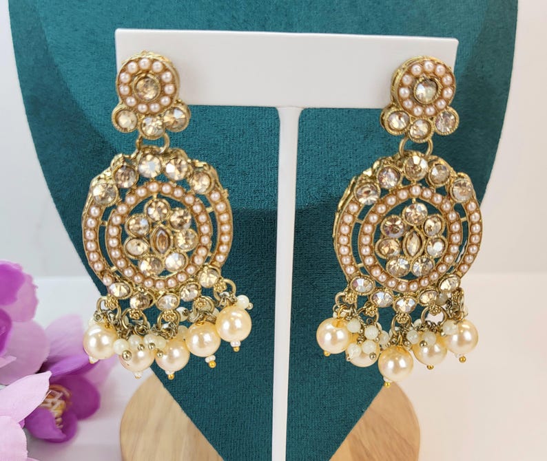 Orecchini pendenti con strass dorati - Scintille Store