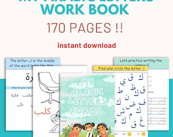 Arabic Letters Workbook: Tracing, Writing, Classroom Activities (PDF Instant Download)