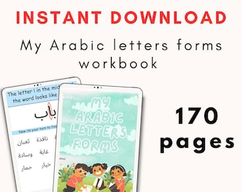 Arabic Letters Forms Workbook for Kids: 170 Pages (Instant Download).