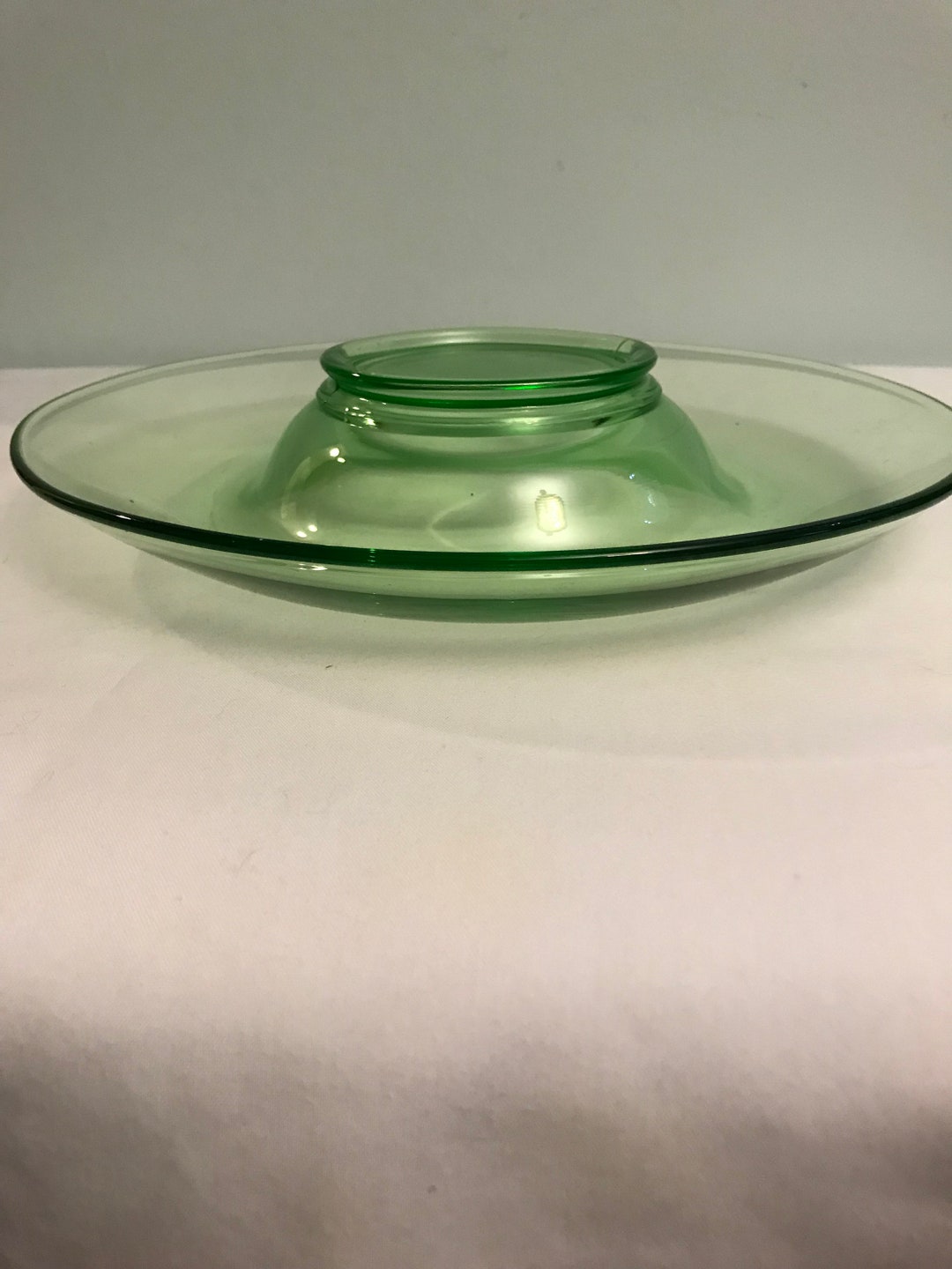 Vintage Green Glass Serving Platter Etsy