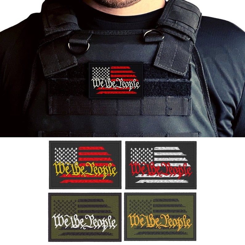 We the People Flag Embroidered Plate Carrier Patch Patriot Patches