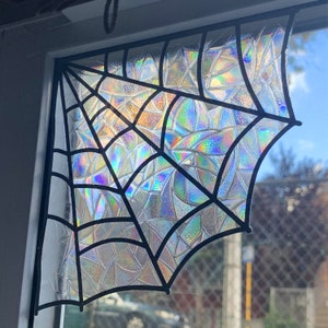 Spider Web Window Cling | Sun Catcher Removable | Holographic | Window Cling Decal