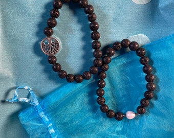 2 Lavasteinarmbäner mit Süsswasserperle oder Baum des Lebens Damen und Herren Diffusorarmband Armband schwarz elastisch