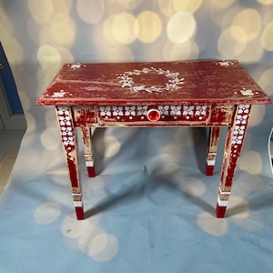 Game table children's table vintage red drawer small table side table season table