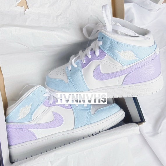 Nike AJ1 Custom Pastel Purple and Blue | Etsy
