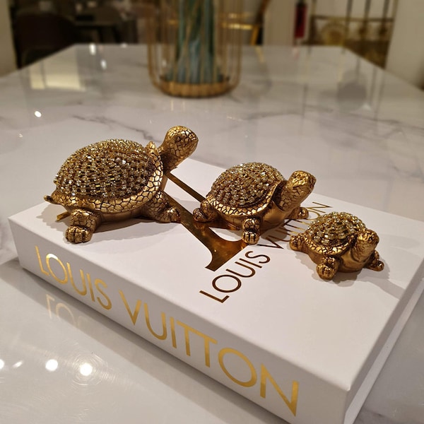 Gold 3 Turtles Decor, Gifts for Her, Tray decor, Luxury Decor Accessories, Shelf Decor, Home decor, Gold Decor Objects, Center Table Decor