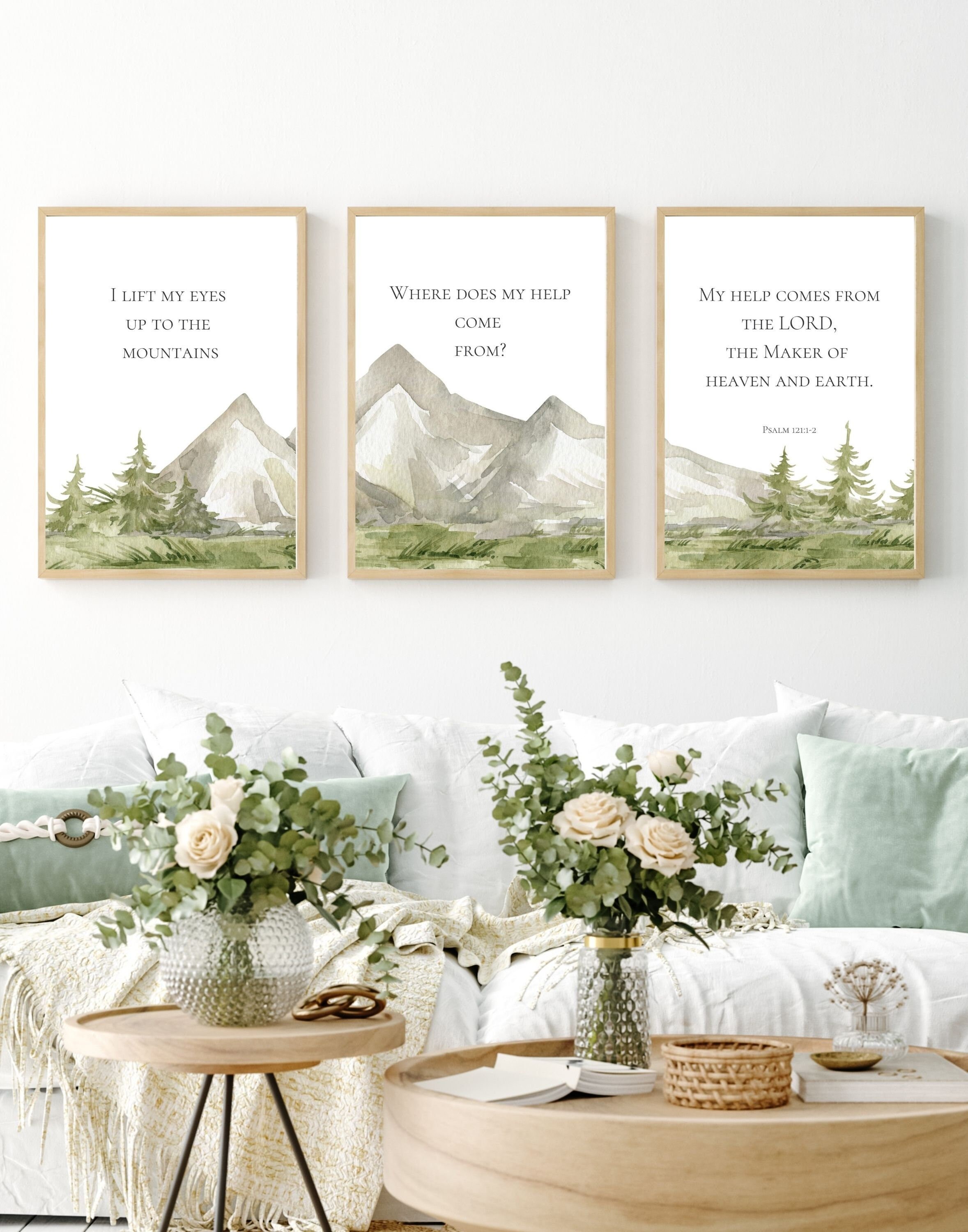 Psalm 121 Bible Verse Wall Art Set of 3 Scripture Wall Etsy
