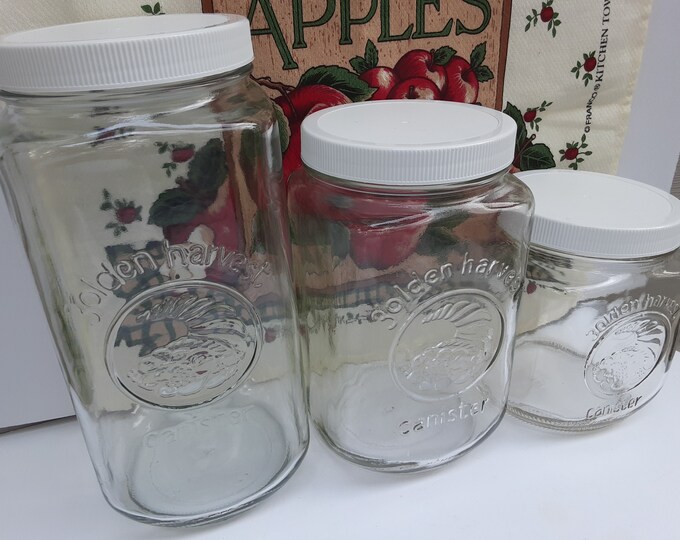Golden Harvest Glass Canisters Small Medium and Large Jars Etsy