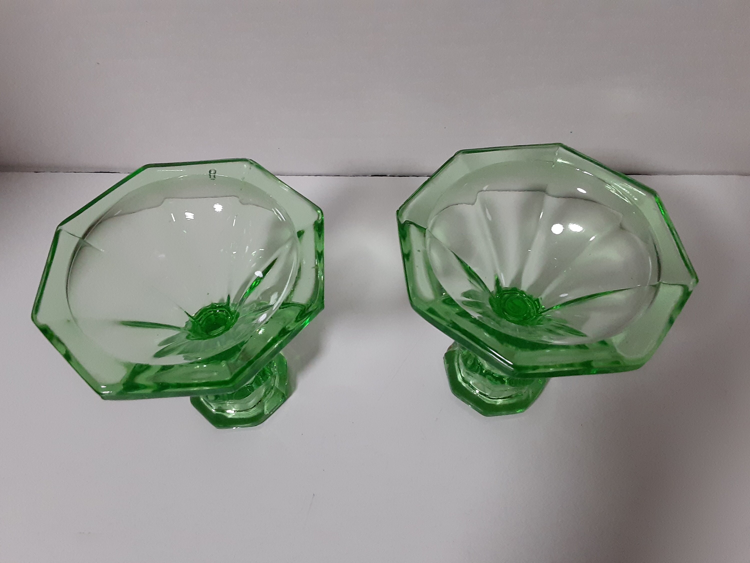 Vaseline Glass Candle Sticks 4 1/2 High Pair Uranium Etsy