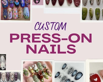 CUSTOM NAILS (10 Press-on Nails, Reusable, Personalised) DM me!!