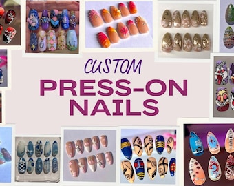 CUSTOM NAILS (10 Press-on Nails, Reusable, Personalised) DM me!!