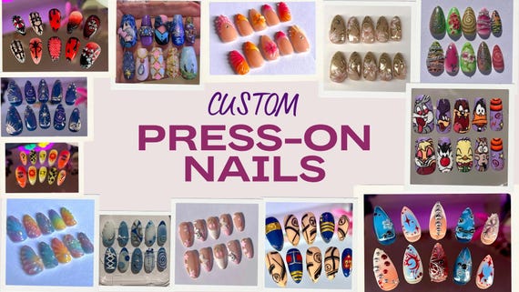 CUSTOM NAILS (10 Press-on Nails, Reusable, Personalised) DM me!!