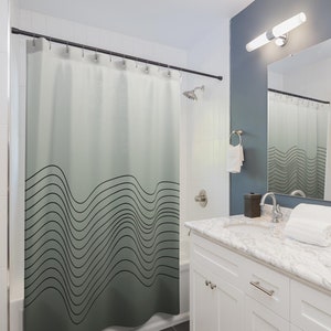Green Ombre Shower Curtains, Minimalist Design, Modern Bathroom Decor, Bathroom Accessories, Home Decor, Housewarming Gift, Bathroom Curtain