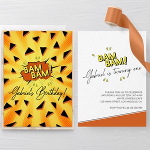 The Flintstones Bamm Bamm Birthday Invitation Template • 1st Birthday Party Invite • Fully Editable Digital Template • Instant Download 006A