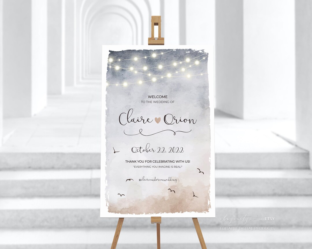 Minimalist Wedding Welcome Sign Template 24x36