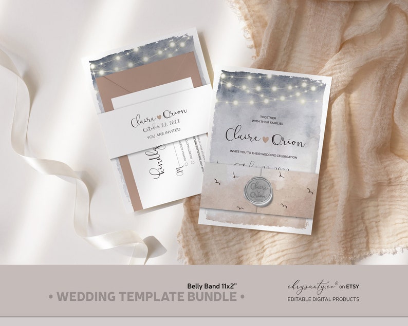 Invitation 5x7”
Belly Band 11x2” +optional back side