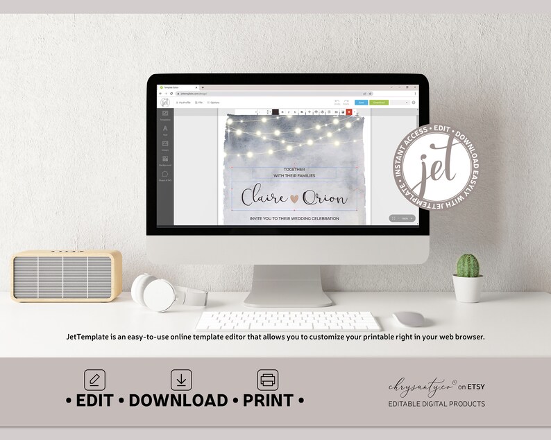 Easily personalize your templates in JetTemplate, an easy-to-use online template editor that allows you to customize your printable right in your web browser.