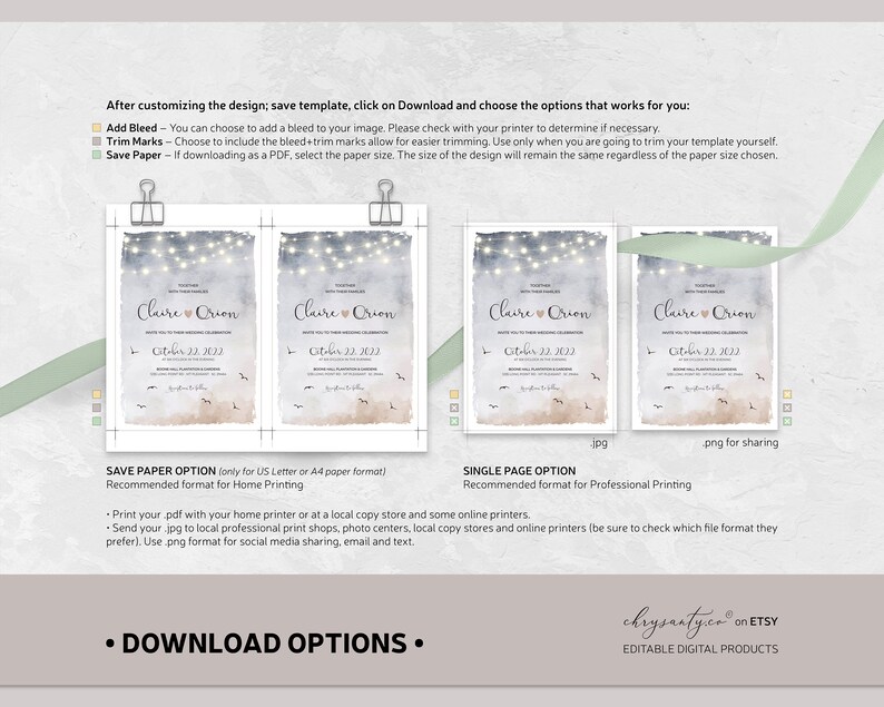 • Print your pdf with your home printer or at a local copy store and some online printers.

• Send your jpg to local professional print shops, photo centers, local copy stores, and online printers (be sure to check which file format they prefer).