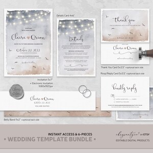 What is Included?
Invitation 5x7”
Electronic Invitation 1080x1920px
Details Card 4x6”
Rsvp/Reply Card 5x3.5” +optional back side
Thank You Card 5x3.5” +optional back side
Belly Band 11x2” +optional back side
Instructions (.pdf)