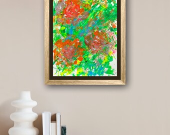 Three Roses: 9x12 Abstract Floral Acrylic on Paper, Unframed, Original Expressionistic Signed Painting