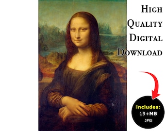 Mona Lisa by Leonardo da Vinci (1503-1505), 19MB Digital Art Download, High Resolution file JPG, Digital file, Wallpaper