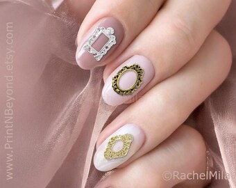 Mini Luxe Frame Nail Charms, 3D Vintage Photo Frames for Nails, Elegant Floral Painting Nail Studs, Dollhouse Frames, Retro Tiny Frames