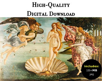 The Birth of Venus by Sandro Botticelli, 1480's Painting, High Resolution file JPG, Digital file, Wallpaper, Pablo Picasso