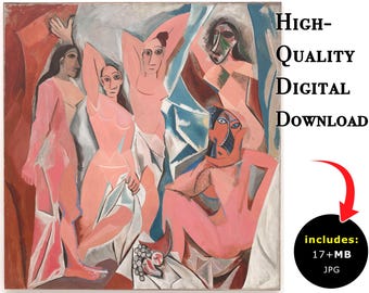 Les Demoiselles d'Avignon, 17+MB Digital Art Download, High Resolution file JPG, Digital file, Wallpaper, Pablo Picasso