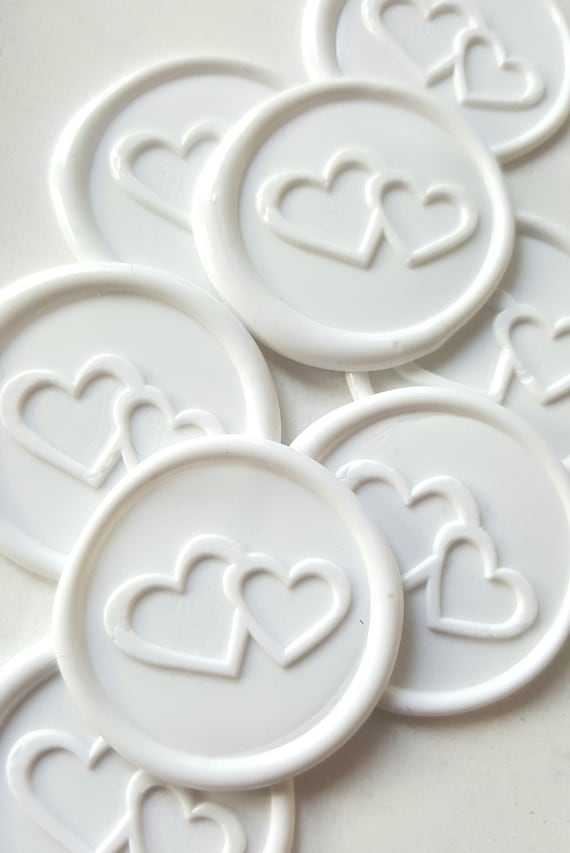 Selfadhesive Wedding Wax Seals With Two Hearts / Romantic Wax Etsy