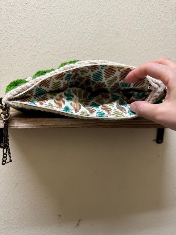 Crochet Shoulder Bag With Zipper and Lining Phone Bag Wedding Bag