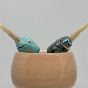 Miniature Narwhals - cute sea creatures - whale lover gift - nautical party - unique garden accent - quirky cake toppers - oceanic unicorn