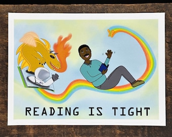 Reading Is Tight Sticker - Retro Retro Aufkleber - Lesen Regenbogen Laptop Notebook Wasserflasche Aufkleber - 80er 90er Jahre Themenstrumpf