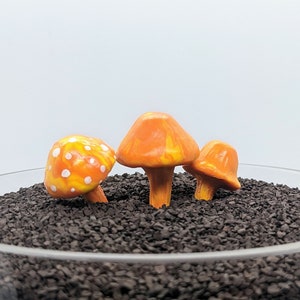 Miniature mushrooms - small planter accessories -  fairy garden decor - backyard patio landscaping ornaments - cottagecore