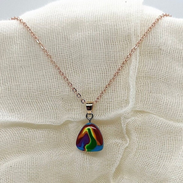 Rainbow Collection: "Day Trip" Necklace - cool vibrant jewelry - handmade multicolored pendant - travel buddy gift - psychedelic accessories