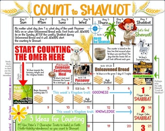 Colorful Omer Counter Poster | Count to Shavuot (PDF Download)