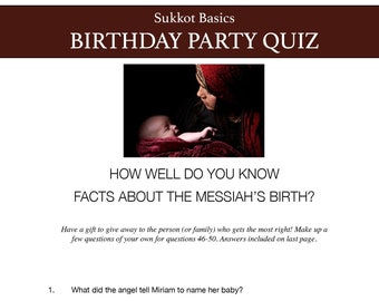 Sukkot Birthday Party Quiz | Ye'shua's Birth Details (PDF)