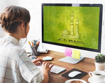 Purim Palace Desktop Wallpaper | Queen Esther, Mordecai (JPG Digital Download)