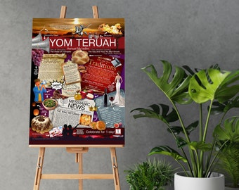 Stunning Yom Teruah Poster | Feast of Trumpets Decore | Yom Teruah Decorations | Yom Teruah Wall Art | Foam Core Feast Poster