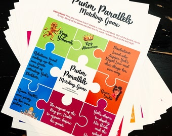 Purim Parallels Matching Game | Educational Puzzle (PDF Download)