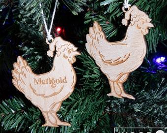 Pet Chicken Christmas Ornament | Santa Chicken | Customizable name