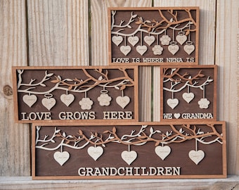 Family Tree Hanging Heart 3D Wall Hanging Decoration or Gift with Stand | Perfect for Mothers Day | Fathers Day